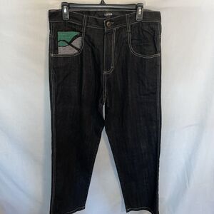 Lot 29 Men’s Loose Jeans Size 32x33 Black Baggy Streetwear City Grunge Embroider